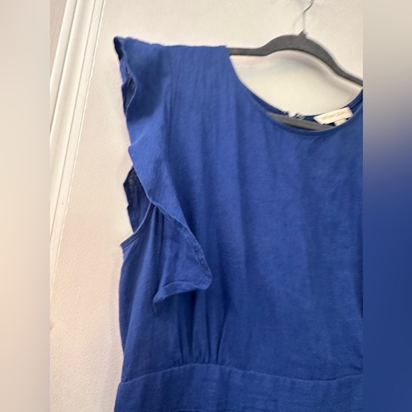 Cynthia Rowley Blue Linen Blend Ruffle Details Tier Maxi Dress~ L - Picture 8 of 14